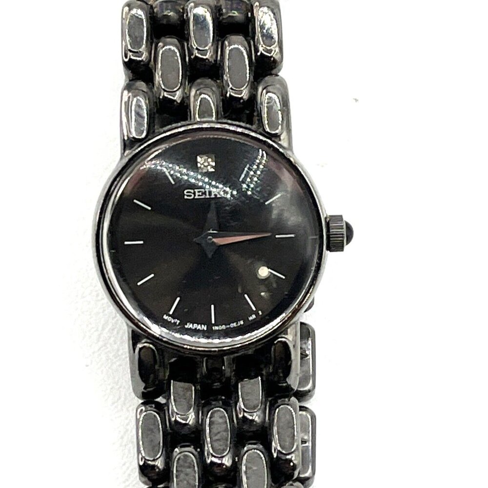 Seiko 1N00-0DB0 Black Annodized Ladies Watch 6.5" Works